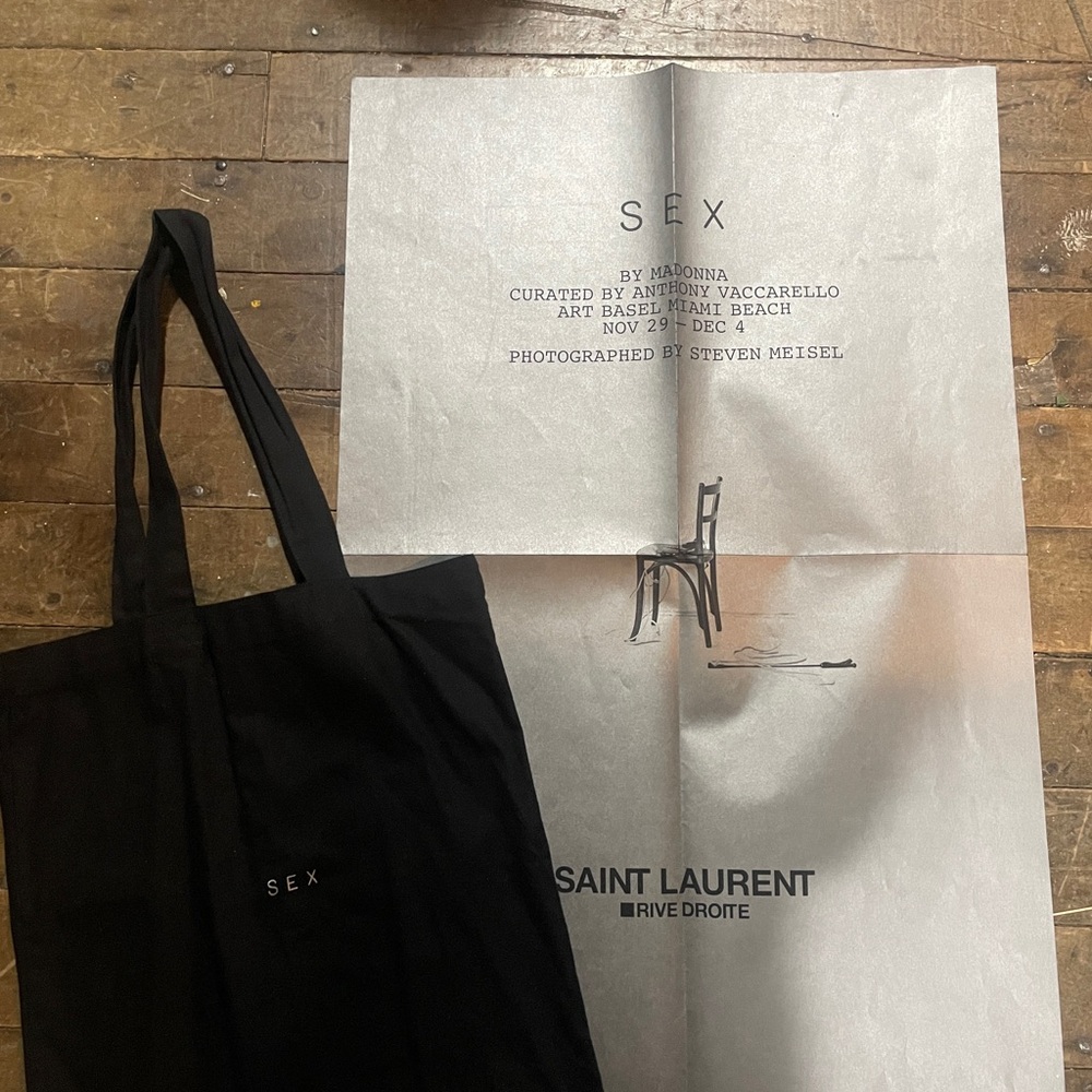 Madonna x Saint Laurent Rive Droite x Art Basel tote bag and poster